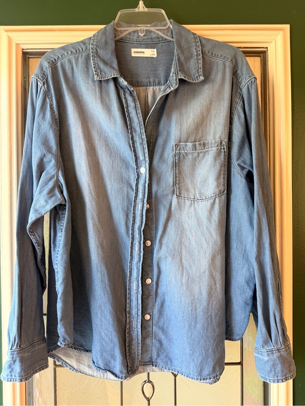 Sonoma Medium Blue Denim Button-Down Shirt
